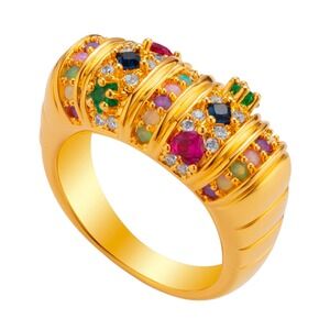 July Child Royalty Ring Gold Multi Cubic Zirconia Statement Ring Sz 8 $234
